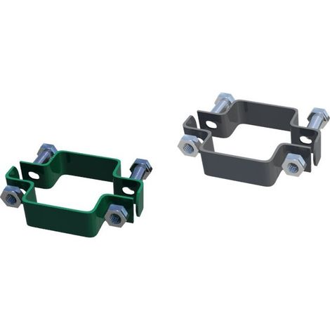 Collare ANTRACITE doppio con bulloni palo QUADRO reti pannelli - Kit 12 Pz