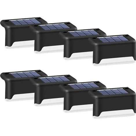 8Pcs Escalier Extérieur LED Step Light Solaire Jardin Voie Cour Étanche Escaliers Lumière Solaire (Lumière Blanche) (1/5)