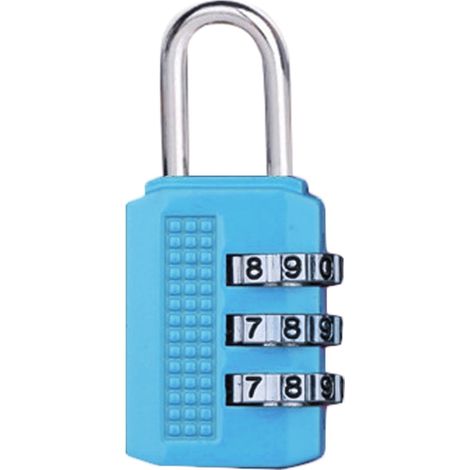 Cadenas À Combinaison 3 Chiffres - Alliage De Zinc - Pour Valises Armoires Casiers - Bleu - 1 Pièce (1/5)