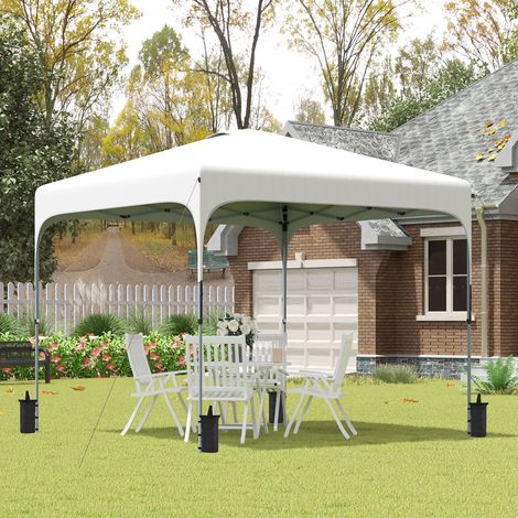 Tonnelle de jardin 2.5 x 2.5 m barnum pliant hauteur Pop-up réglable sur 4 niveaux tissu Oxford anti UV50+ châssis acier sac de blanc