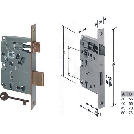 Serratura a bussola ridotta da infilare bordo quadro bronzato - mm.40 bordo acciaio bronzato (b.00572.40.02)