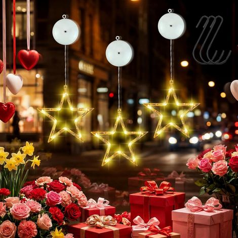 Luci Finestra LED Stelle Set da 3 Pezzi Con Timer Per Interni (1/5)