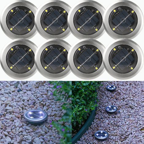 Lot de 8 lampes pour pelouse LED terrasse blanc froid, clôture, solaires, étanches, éclairage d'escalier, éclairage d'extérieur, allée (1/5)