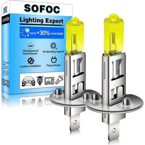 Ampoule P14.5S 12V 100W Jaune Clair 4000K Phares Feux Antibrouillard Avant 1500Lm Remplacement Direct Halogène 2Pcs (1/5)