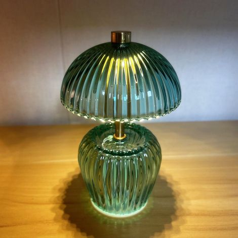 Lampe de table à piles, lampe de table créative, lampe de table en verre sans fil, idéale pour la décoration intérieure, la salle de bain et comme cadeau (vert)