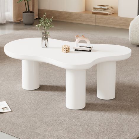 Mesa de centro con forma de nube 107 x 66 x 40,5 cm en MDF y PVC blanca DESVIAE (1/5)