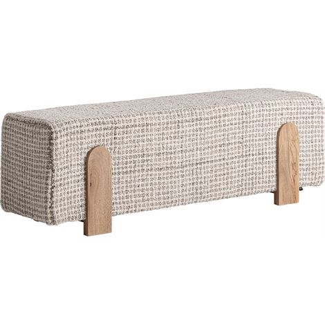 Banquette bout de lit en laine beige - beige et bois marron (1/5)