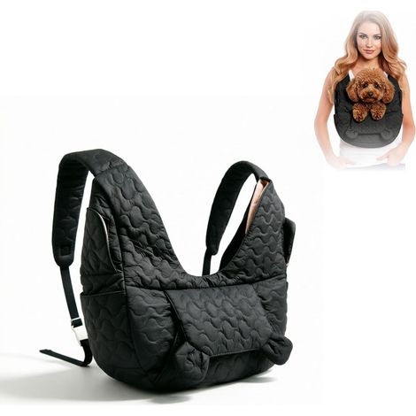 Sac à dos pour chien de petite taille, 10 kg, sac de transport pour chien avec bandoulière réglable pour la marche, les activités de plein air, la randonnée et les excursions (noir) (1/5)