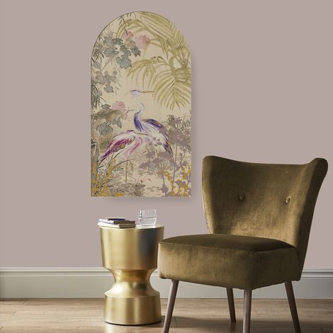 Toile en forme d'arche Oiseaux dans un écrin fleuri 54 x 100cm Multicolore (1/5)