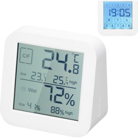 Hygrothermographe compte à rebours à écran tactile LCD, multifonction, horloge de table à double écran, humidité et température intérieures (1/5)