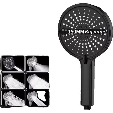 Duschkopf, 7 einstellbare Sprühmodi, wassersparende Technologie, Schwarze Dusche B (1/2)