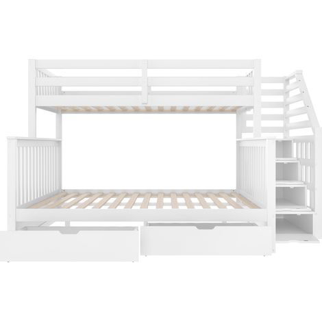 Etagenbett 90 x 200 und 140 x 200 mit Schubladen und Stauraum, weiß (1/5)