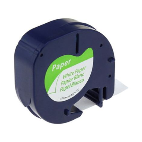 Étiquettes Plastiques - 12 mm x 4 m - Compatibles DYMO Letratag LT-100T LT-100H LT-110T QX50 - Noir Sur Blanc - Lot De 6 (1/5)