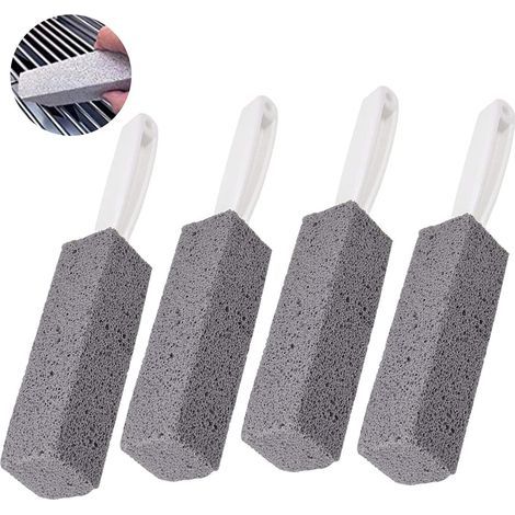 Set di 4 pietre pomice per la pulizia con manico, pietra pomice naturale per WC, per rimuovere aloni, ruggine da acqua dura, griglie, cucina, bagno, piscina, pulizia e cura della casa. (1/5)