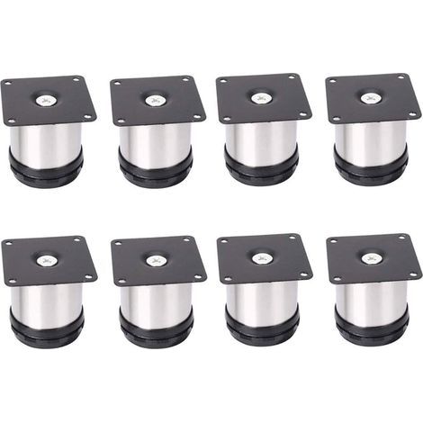 Soekavia – Pieds de meuble réglables en acier inoxydable – Hauteur 50 mm ajustable jusqu'à 15 mm – Capacité de charge 40 kg – Pour canapés et armoires (1/5)