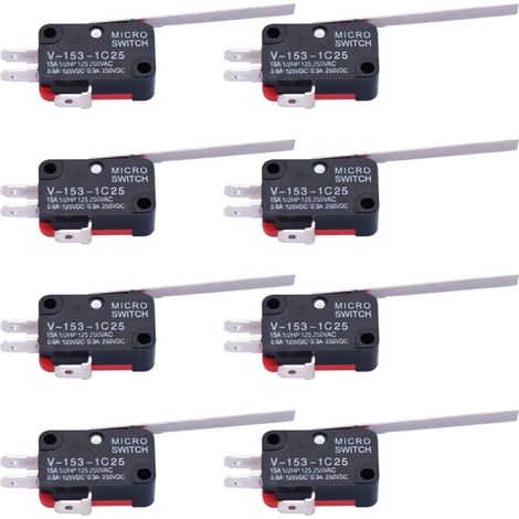 10 pezzi Micro Interruttore Cerniera Lunga Dritto Braccio Leva SPDT Azione Rapida Interruttore di Finecorsa per Arduino V-153-1C25
