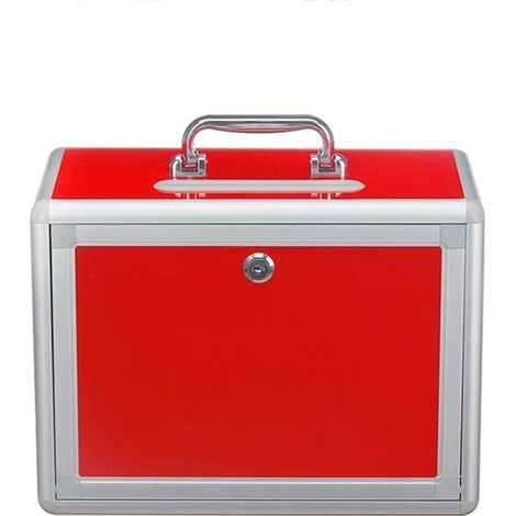 Portable Suggestion Box with Padlock - Complaint Donation Election Donation Box - Collection Box - Office Ballot Box, Charity and Recommended Collection (Red Box) (1/5)