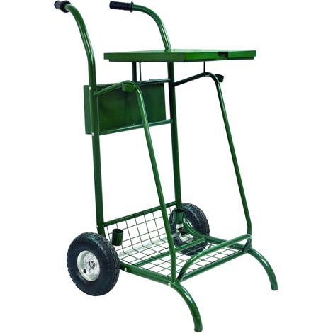 Chariot de voirie Mobisac - avec couvercle - roues pneumatiques - 2x110l - vert mousse - RAL 6005 (1/3)