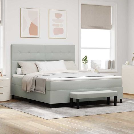 vidaXL Boxspringbett mit Kopfteil Hellgrau 200 x 180 cm Samt (1/5)