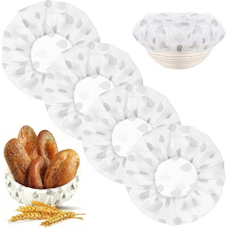 28 x 28 cm - Lot de 4 housses de protection ovales pour aliments - Accessoires pour pâte à sauté - Accessoires de cuisson - Gris pur (1/5)