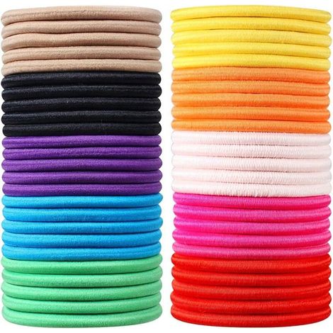 Elastische Haarbänder, 50 Stück mehrfarbige Haargummis, Pferdeschwanzgummis, Haargummis für Frauen und Mädchen (4 mm) (1/4)