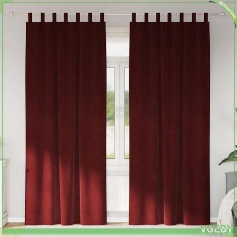 4107310 Rideaux occultants 2 pcs Bordeaux 140 x 225 cm Velours (1/5)