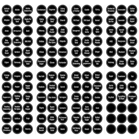 Lot de 144 étiquettes autocollantes pour pots à épices, 13,5x26,7 cm, noires (1/5)
