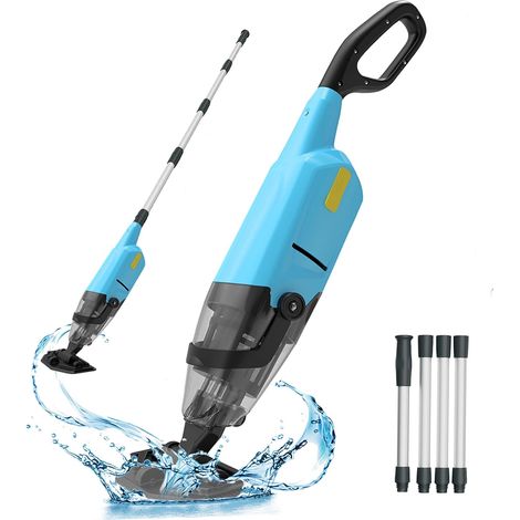 1 Aspirateur de piscine sans fil, moteur 4088 L/h, batterie 4500 mAh, perche 160 cm, pour piscines et spas