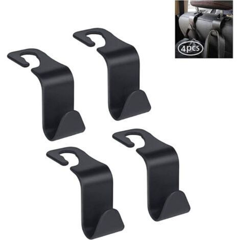 4-Pack (Black) Car Seat Headrest Hooks - Car Hanger Storage Organizer Bag Hooks for Handbags Purses Coats Umbrella Grocery Bags (1/5)