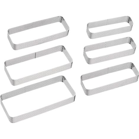 Cake Circles Set Perforated Stainless Steel Rectangle Tart Circle Non-Stick Polished Thick Foam Circle Tools for Pastry Cakes Desserts French Fruits (1/5)