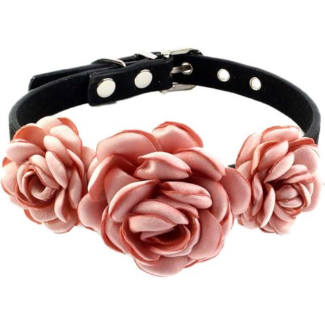 Collare per cani e gatti Pet Flower - Collare regolabile per costumi da cucciolo e gatto - S: 22-28 cm - Rosa nudo (1/5)
