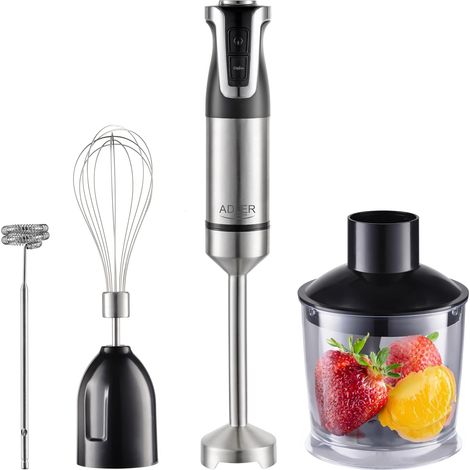 Mixeur Plongeant AD 4627 – 1800 W de puissance, 20 vitesses avec fonction Turbo – 4 lames en acier inoxydable, hachoir 600 ml, verre doseur 700 ml, fouet, mousseur à lait (1/5)