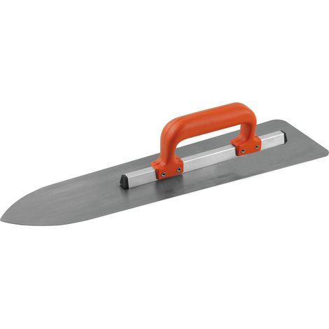 Platoir flamand acier trempé nickelé 45x12 cm avec étui de protection – Bout ogive, talon arrondi, poignée fermée en plastique