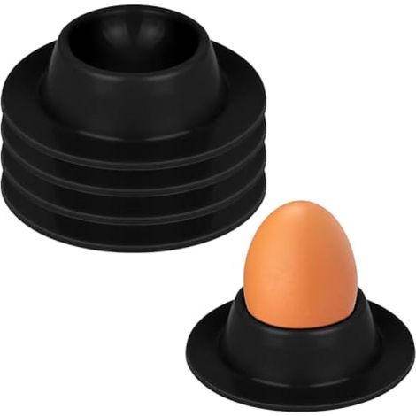 Porte-œufs en silicone anti-chute, lot de 4, supports à œufs durs avec base, empilables et rangement facile pour table, tiroir cuisine, repas famille, pique-nique camping. (1/5)