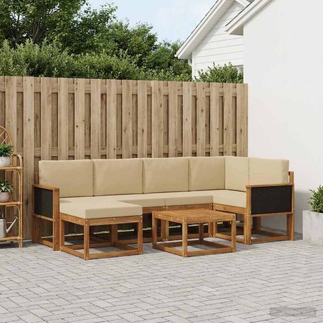vidaXL Outdoor-Sofagarnitur 7 pcs Natur und Beige Massivholz Akazie (1/5)