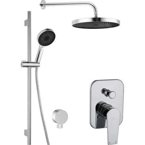 kielle Harmonia - Set de douche avec mitigeur encastré, 2 sorties, avec accessoires et corps d’encastrement, chrome 20623SP20 (1/5)