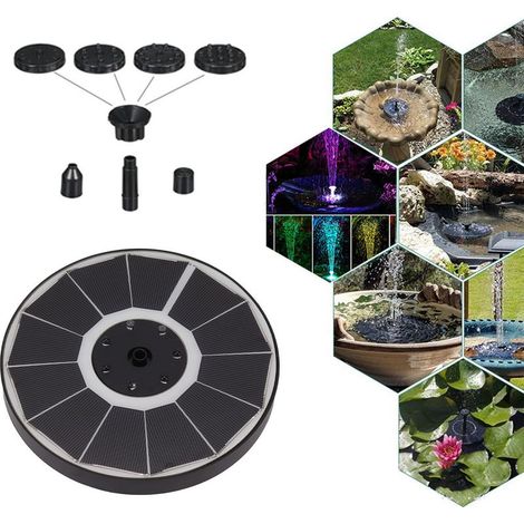 Fontaine solaire lumineuse à 8 buses, 3,5 W, 900 mAh, colorée et puissante, idéale pour les bains d'oiseaux et les jardins.