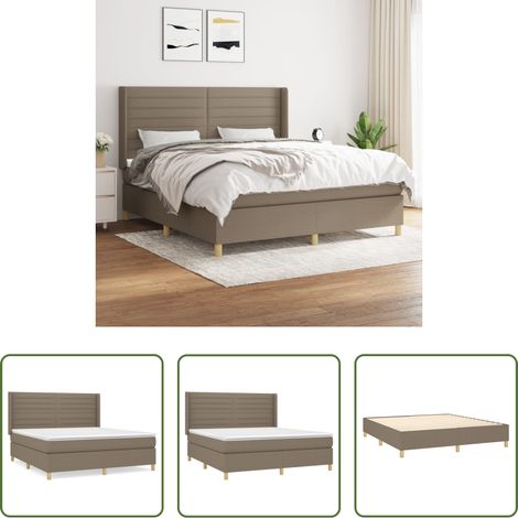 vidaXL Kopfteil - Boxspringbett mit Matratze Taupe 180x200 cm Stoff (1/5)