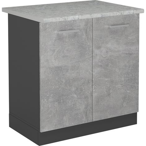 Mobile lavello cucina R-Line, Calcestruzzo, 80 cm PL Marmo, Vicco