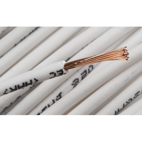 Fil électrique RS PRO, 30 1,5 mm² 15 AWG, 750 V, Zéro halogène Blanc, 100m ( Prix pour Bobine de 100 Mètres )