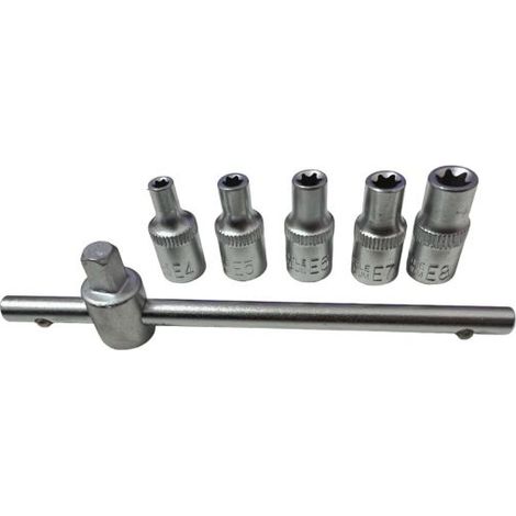Set 6 Bussole Torx 1/4 Cromo Vanadio attacco E4, E5, E6, E7, E8 6 Pz ART.7534