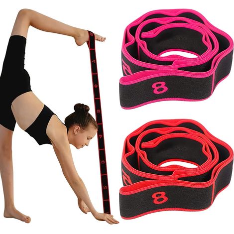Set mit 2 Übungsbändern, Stretchbändern für lateinamerikanisches Training, 15-20 kg, elastische Bänder für Yoga, Pilates, Widerstandstraining, Fitness, Tanz und Gymnastik (1/4)