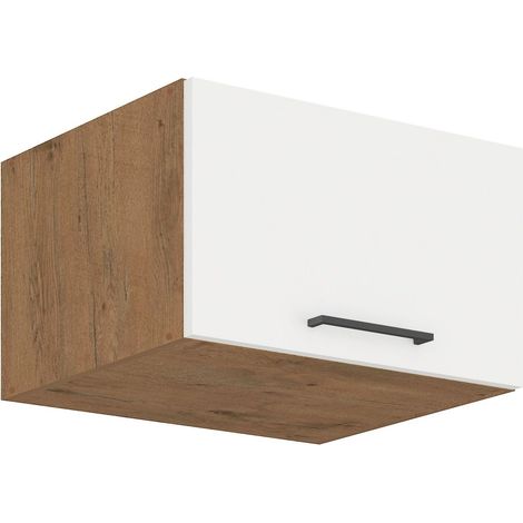 Vigo Aufsatzschrank Hochschrank 60 cm Eiche Lancelot Weiß Hochglanz Küchenzeile (1/5)