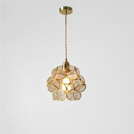 Suspension nordique moderne en cuivre et verre, luminaire décoratif créatif, réglable, culot E27, pour salle à manger, chambre à coucher, chevet, salon, cuisine (transparent) (1/4)
