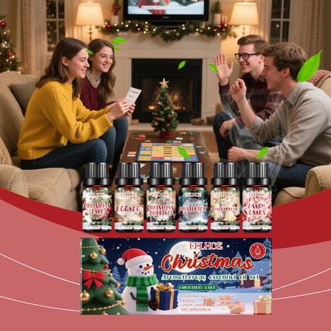 Coffret d'huiles essentielles d'aromathérapie de Noël - Ambiance chaleureuse et réconfortante, parfum frais et longue durée, coffret d'huiles d'aromathérapie douces - 60 ml (6 x 10 ml) -- AKRACING (1/5)