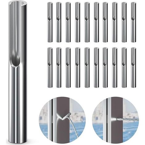 Packung mit 20 verstellbaren, unsichtbaren 3,2 mm (1/8 Zoll) Edelstahl 316-Kabeln für Metalleckpfosten und Wandständer (1/5)