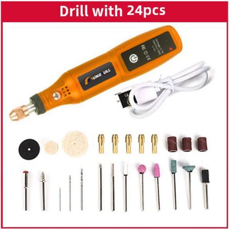 Mini outil rotatif USB,outil de gravure,outil Dremel,Mini meuleuse,perceuse sans fil,Machine de polissage - Drill with 24pcs