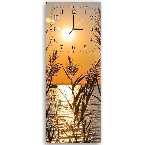 Horloge Panoramique Coucher de Soleil sur L'Eau - 30 x 90 cm (1/5)