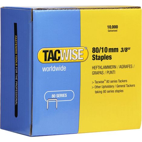 TACWISE 0383 Punti Galvanizzati per Tappezzeria, Tipo 80/10mm, Confezione da 10.000 (1/2)