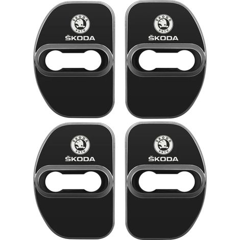 (Style B Fibre de carbone) Accessoires auto : coques de verrouillage de portières compatibles avec Skoda Octavia, Kamiq, Kodiaq, Superb, Rapid, Karoq, Fabia, Yeti. Autocollants décoratifs pour voiture (1/4)